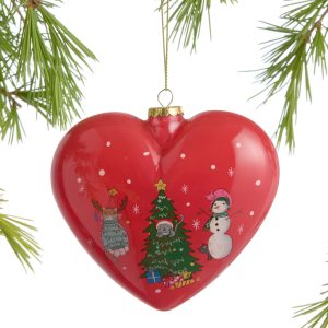 Li Bien Basic 2024 Glass Coronary heart Decoration – Christmas Cats from World Market