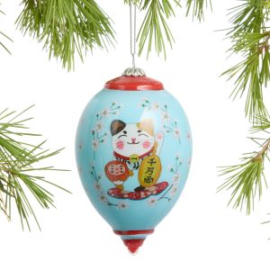 Li Bien International 2024 Fortunate Cat Glass Teardrop Decoration – World Market